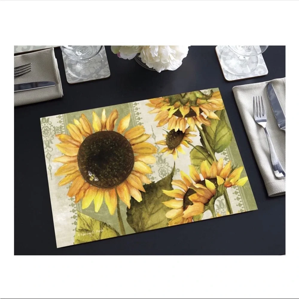 Counterart Sunflowers in Bloom 24 Pack Disposable Premium Stock Paper Placemats